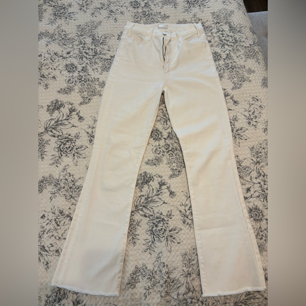 MOTHER Hustler Ankle Fray jeans worn once, White, size 26